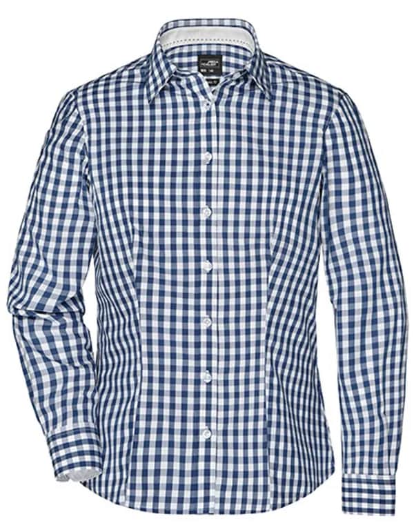Ladies´ Checked Blouse - Navy/White