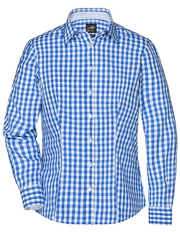 Ladies´ Checked Blouse - Royal/White