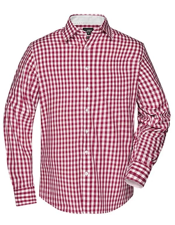 Men´s Checked Shirt - Bordeaux/White