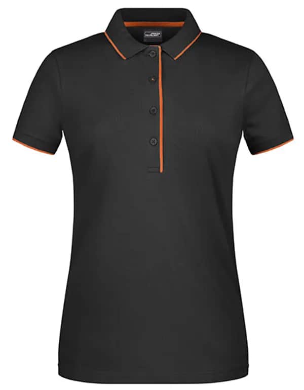 Ladies´ Polo Stripe - Black/Orange