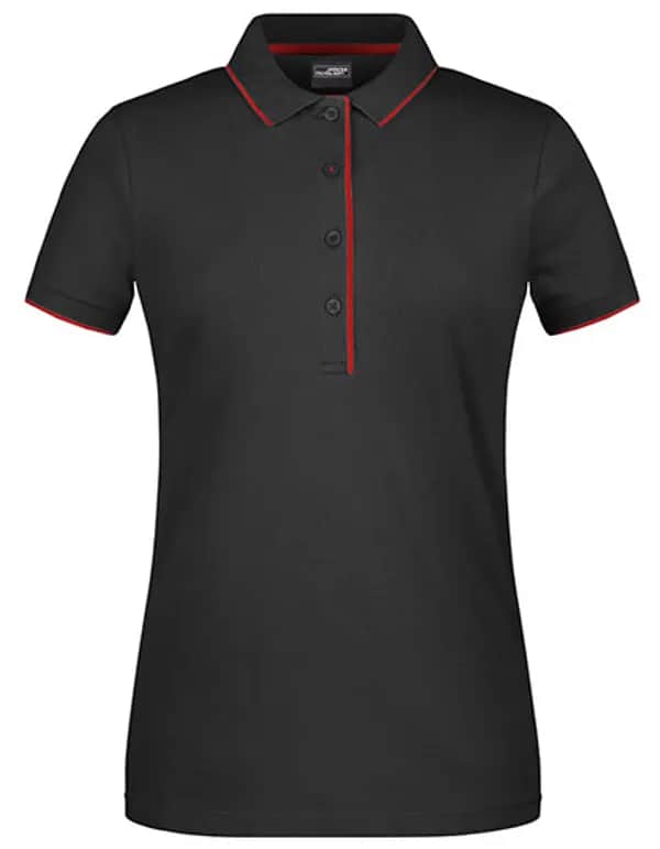 Ladies´ Polo Stripe - Black/Red