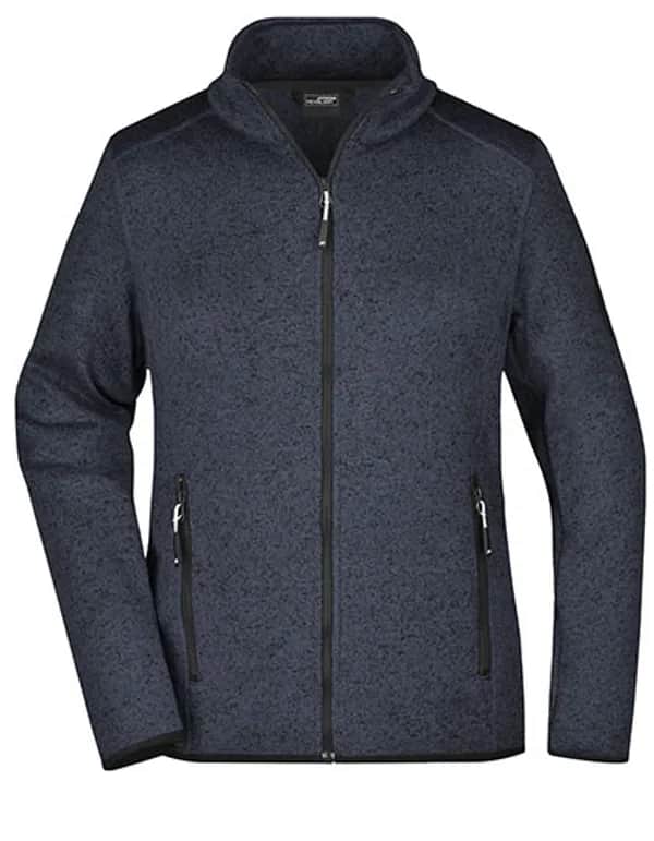 Ladies´ Knitted Fleece Jacket - Dark Grey Melange/Silver (Solid)