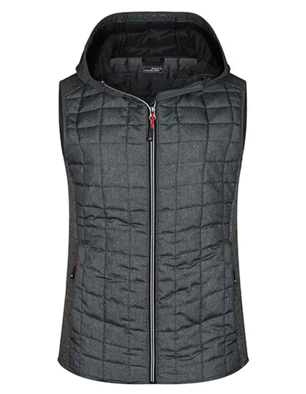 Ladies´ Knitted Hybrid Vest - Grey Melange/Anthracite Melange