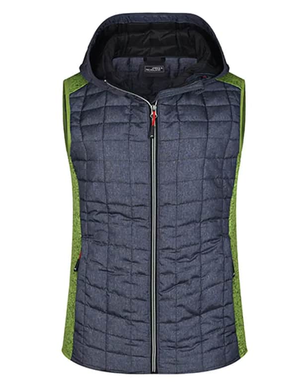 Ladies´ Knitted Hybrid Vest - Kiwi Melange/Anthracite Melange