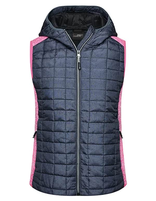 Ladies´ Knitted Hybrid Vest - Pink Melange/Anthracite Melange