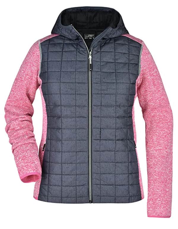Ladies´ Knitted Hybrid Jacket - Pink Melange/Anthracite Melange