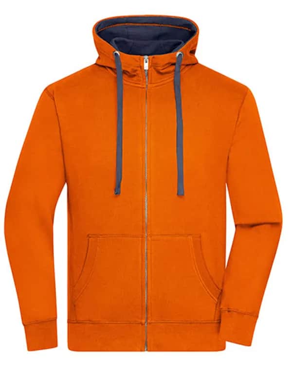 Men´s Lifestyle Zip-Hoody - Dark Orange/Navy