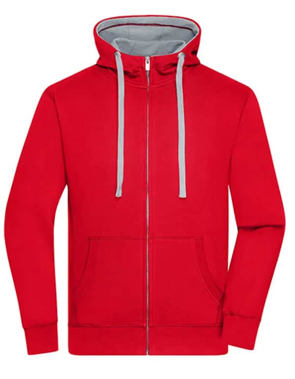 Men´s Lifestyle Zip-Hoody - Red/Grey Heather