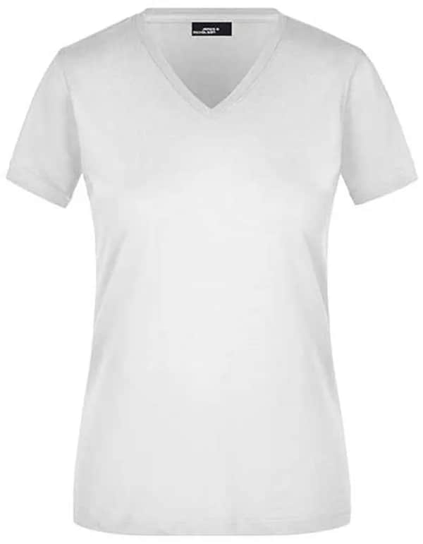 Ladies´ Slim Fit V-T - White