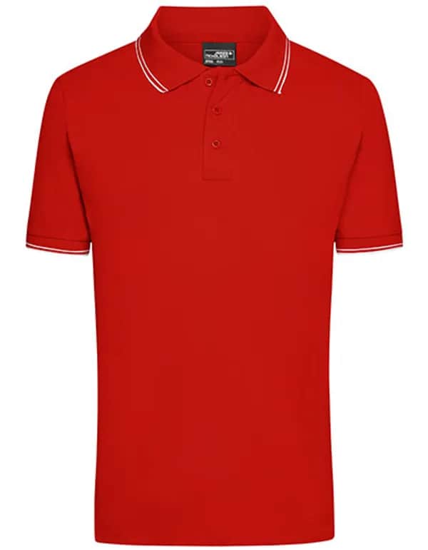 Men´s Polo - Tomato/White