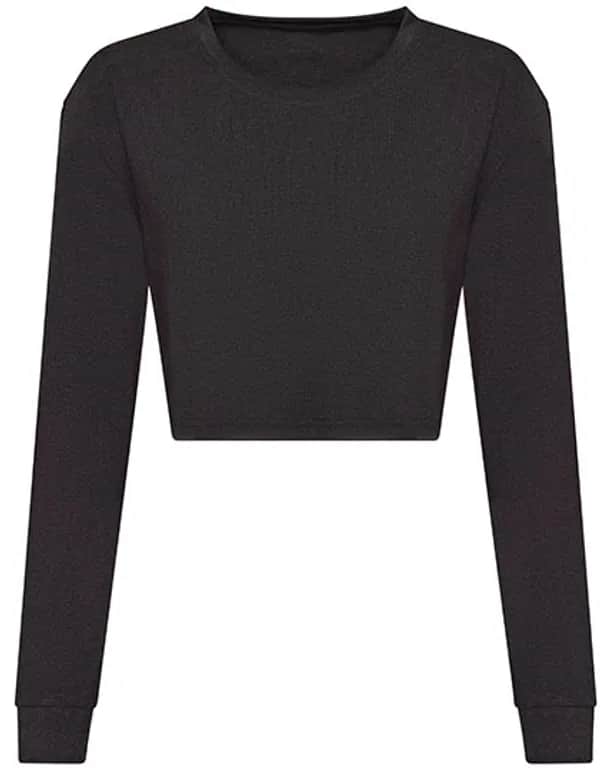 Women´s Long Sleeve Cropped T - Heather Black