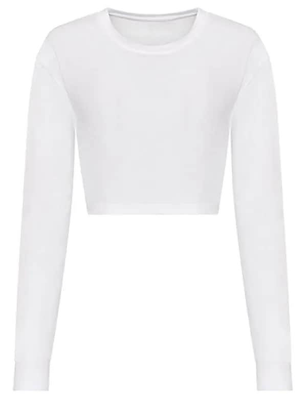Women´s Long Sleeve Cropped T - Solid White