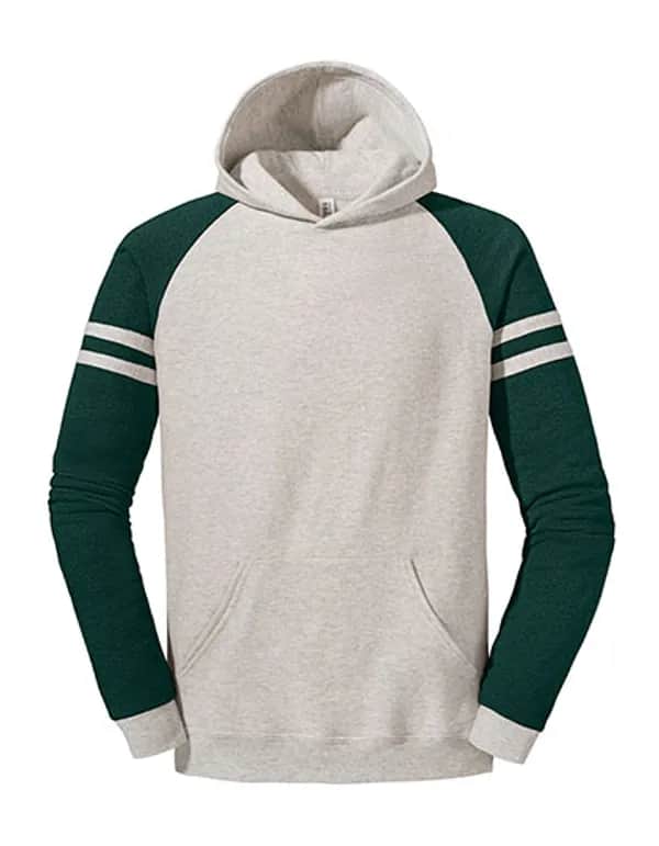 Nublend® Varsity Colour-Block Hooded Sweatshirt - Oatmeal Heather/Forest Green Heather