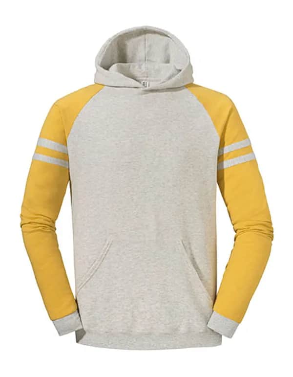 Nublend® Varsity Colour-Block Hooded Sweatshirt - Oatmeal Heather/Mustard Heather