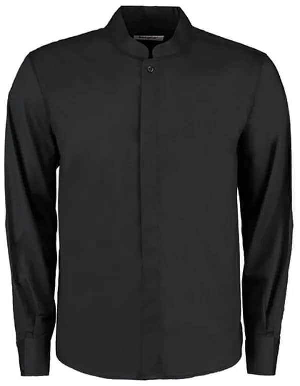 Men´s Tailored Fit Mandarin Collar Shirt Long Sleeve - Black