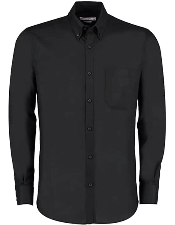 Men`s Slim Fit Workwear Oxford Shirt Long Sleeve - Black