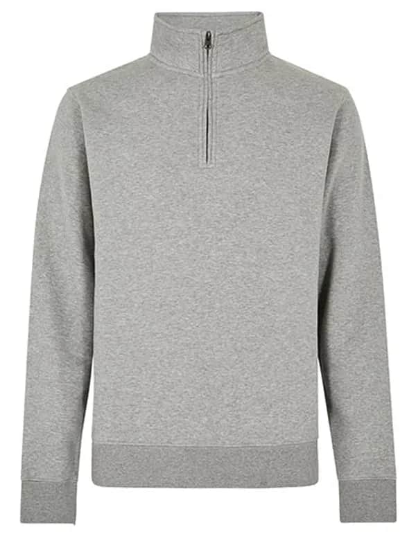 Regular Fit 1/4 Zip Sweatshirt - Heather Grey