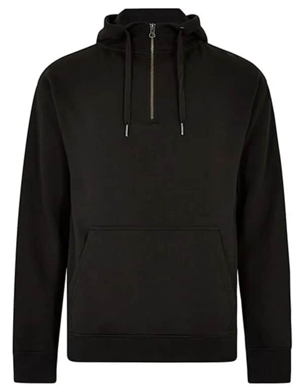Regular Fit 1/4 Zip Hoodie - Black