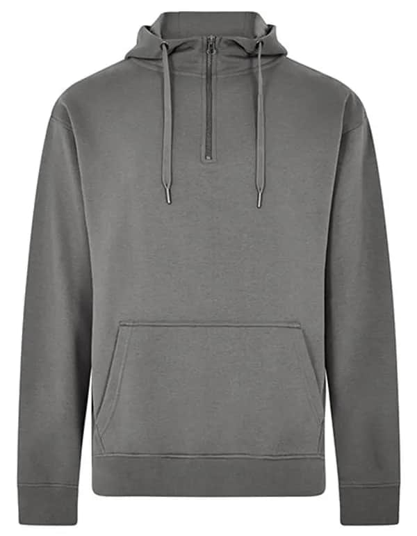 Regular Fit 1/4 Zip Hoodie - Dark Grey