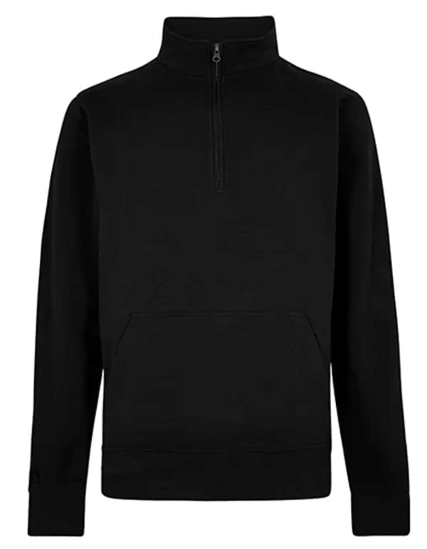 Regular Fit 1/4 Zip Pique Sweatshirt - Black