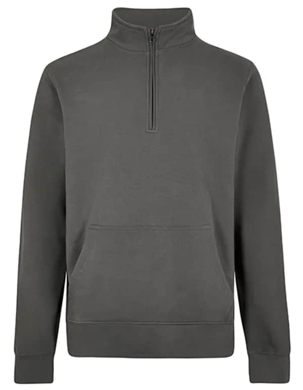 Regular Fit 1/4 Zip Pique Sweatshirt - Dark Grey