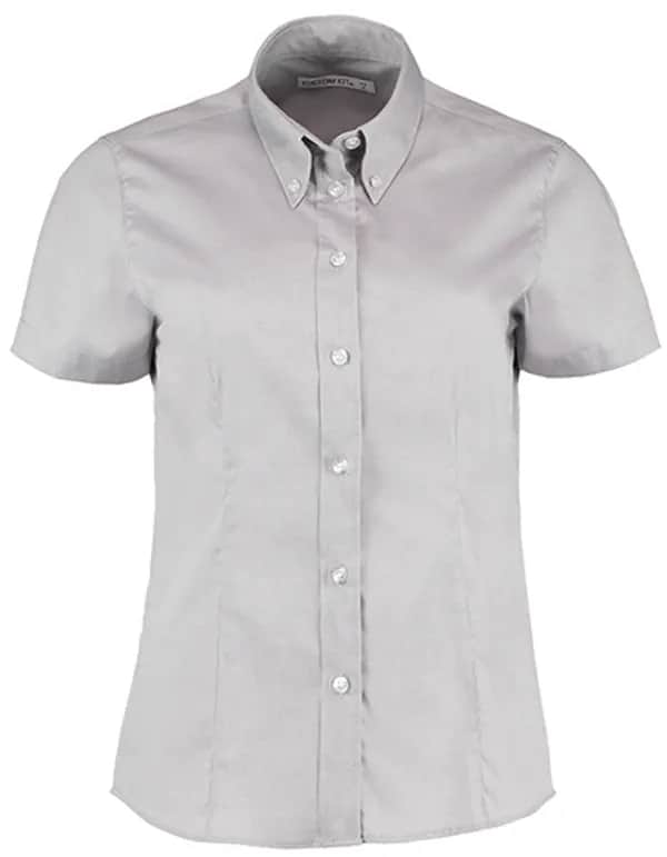 Women´s Tailored Fit Corporate Oxford Shirt Short Sleeve - Silver Grey (Solid)