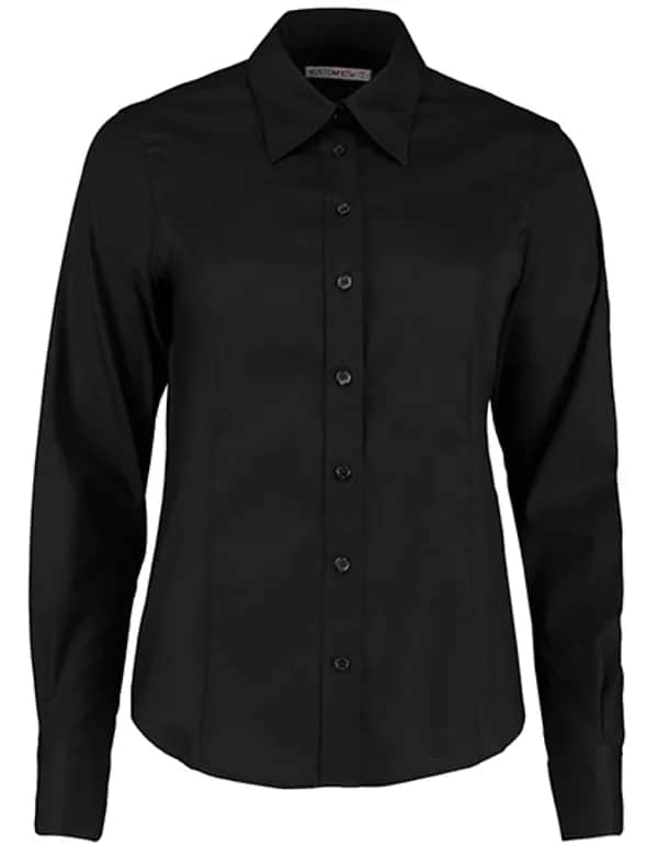 Women´s Tailored Fit Corporate Oxford Shirt Long Sleeve - Black