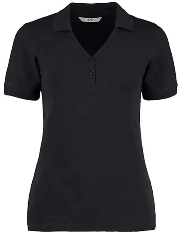Regular Fit Comfortec® V Neck Polo - Black