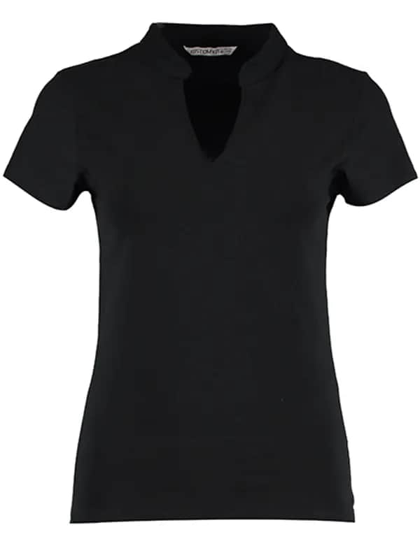 Women`s Regular Fit Mandarin Collar Top - Black