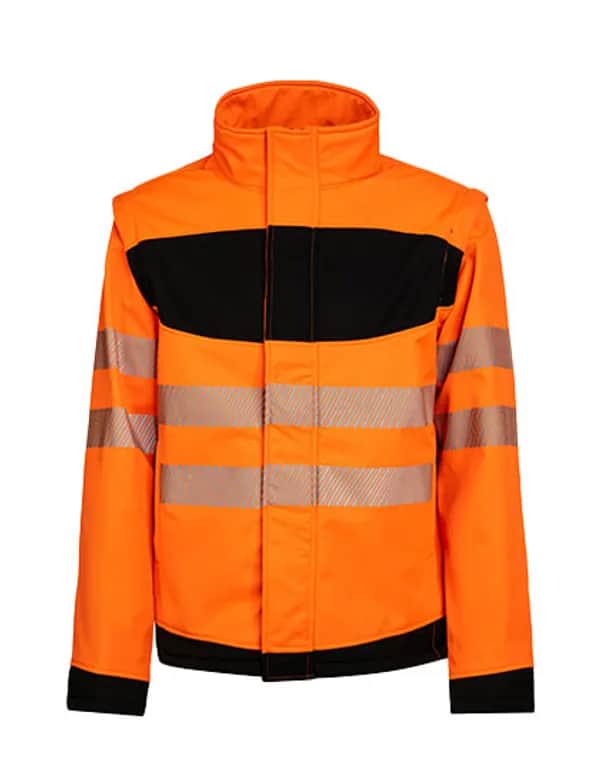 EOS Hi-Vis Workwear Softshell Jacket With Printing Area - Signal Orange/Black