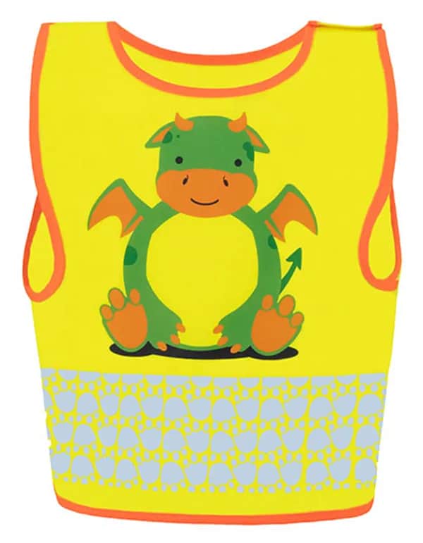 Childrens Safety Vest Funtastic Wildlife CO² Neutral - Dragon Yellow