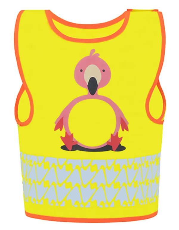 Childrens Safety Vest Funtastic Wildlife CO² Neutral - Flamingo Yellow