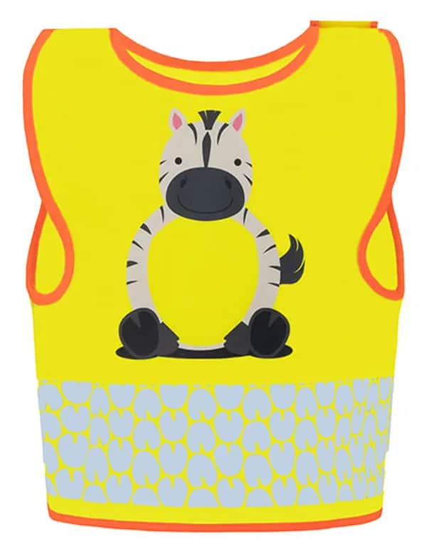 Childrens Safety Vest Funtastic Wildlife CO² Neutral - Zebra Yellow