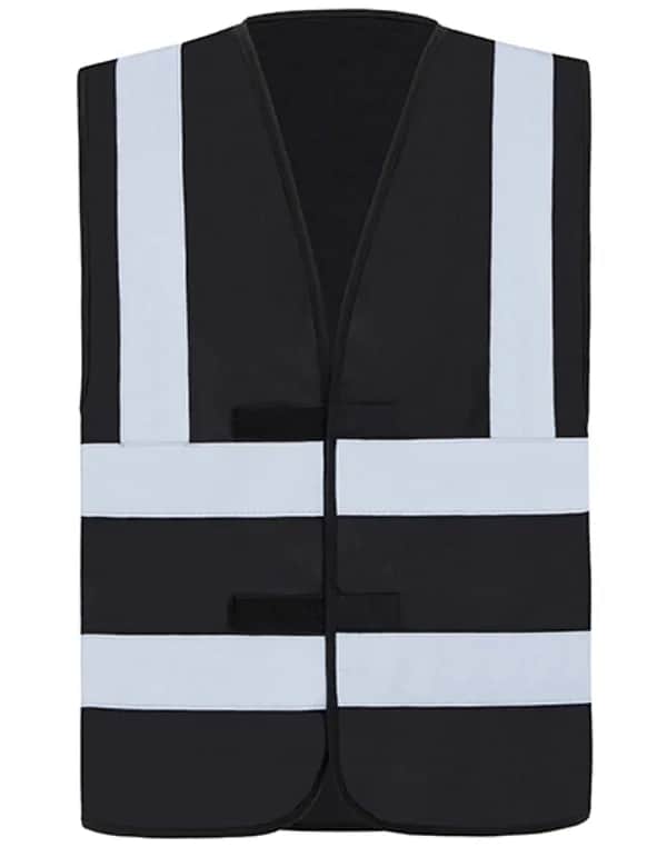 Hi-Vis Safety Vest With 4 Reflective Stripes Hannover - Black