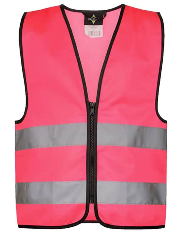 Kids´ Hi-Vis Safety Vest With Front Zipper Aalborg - Neon Pink