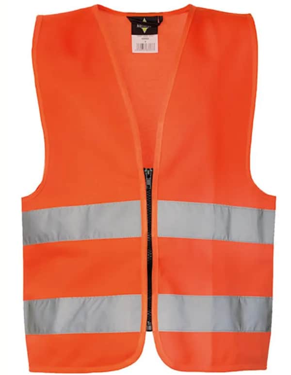 Kids´ Hi-Vis Safety Vest With Front Zipper Aalborg - Signal Orange