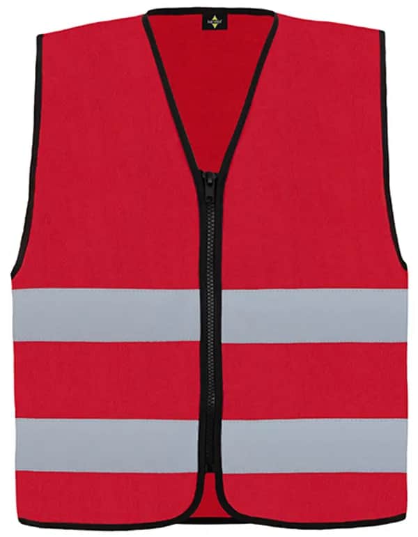 Hi-Vis Safety Vest Cologne With Front Zipper - Red