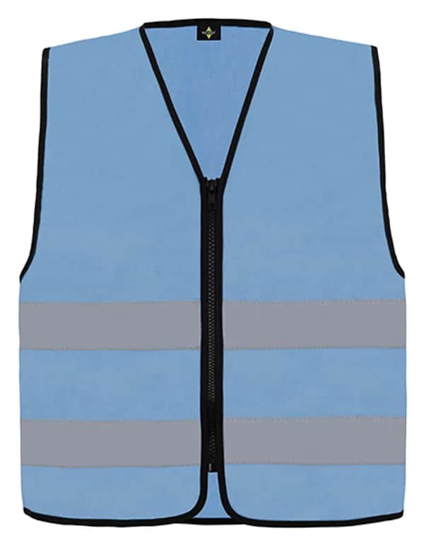 Hi-Vis Safety Vest Cologne With Front Zipper - Sky Blue
