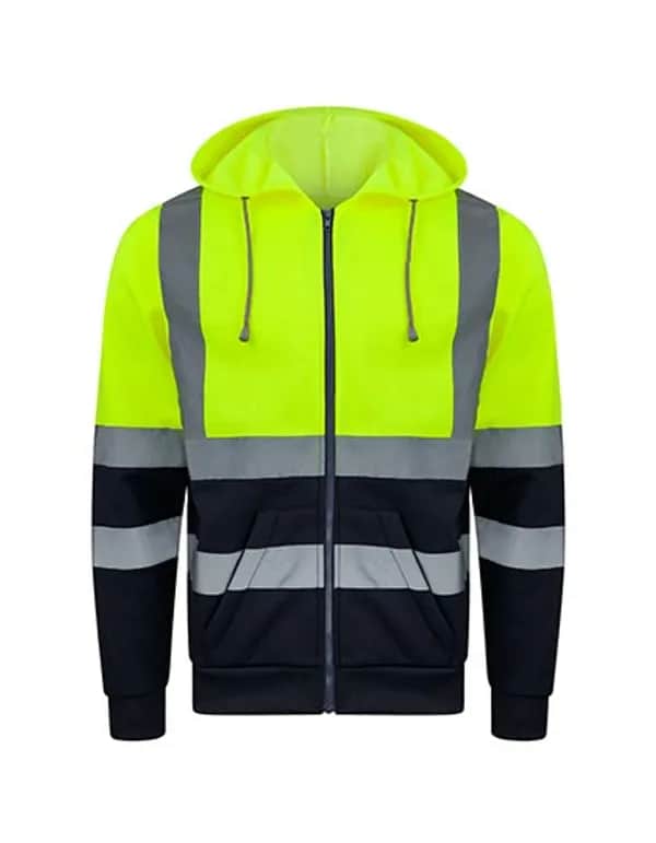 Hi-Vis Workwear Hooded Sweat-Jacket Galway - Signal Yellow/Navy
