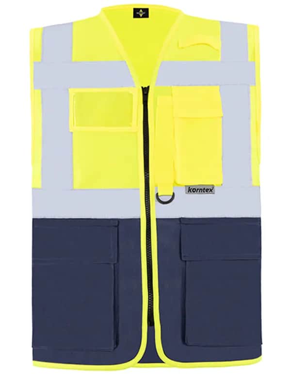 Executive Multifunctional Safety Vest Berlin - Signal Yellow/Navy