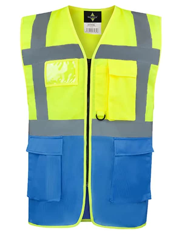CO² Neutral Multifunctional Executive Safety Vest Hamburg - Yellow/Blue