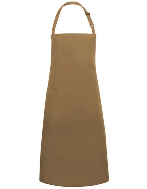 Latzschürze Basic mit Tasche und Schnalle - Camel (ca. Pantone 7504C)