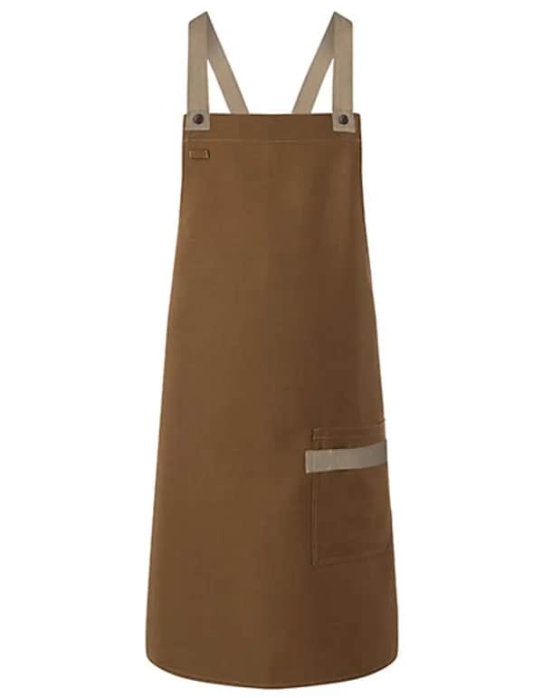 Latzschürze Urban-Look mit Kreuzbändern und Tasche - Cinnamon (ca. Pantone 2321C)