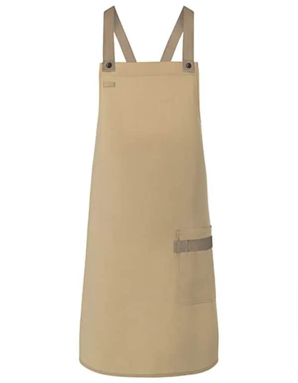 Latzschürze Urban-Look mit Kreuzbändern und Tasche - Pebble (ca. Pantone 4268C)