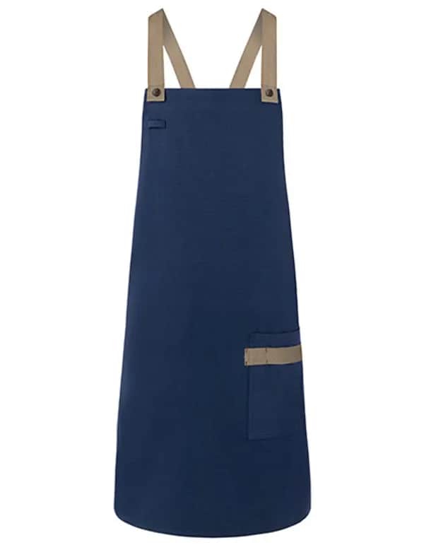 Latzschürze Urban-Look mit Kreuzbändern und Tasche - Steel Blue (ca. Pantone 2380C)
