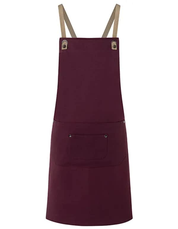 Latzschürze Urban-Nature mit Kreuzbändern und großer Tasche - Aubergine (ca. Pantone 5185C)