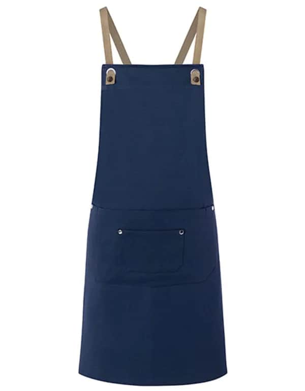 Latzschürze Urban-Nature mit Kreuzbändern und großer Tasche - Steel Blue (ca. Pantone 2380C)