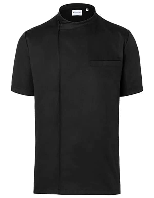 Kurzarm Überwurf-Kochhemd Basic - Black (ca. Pantone 419C)