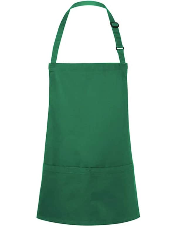 Kurze Latzschürze Basic mit Schnalle und Tasche - Forest Green (ca. Pantone 554C)