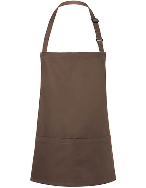 Kurze Latzschürze Basic mit Schnalle und Tasche - Light Brown (ca. Pantone 438C)
